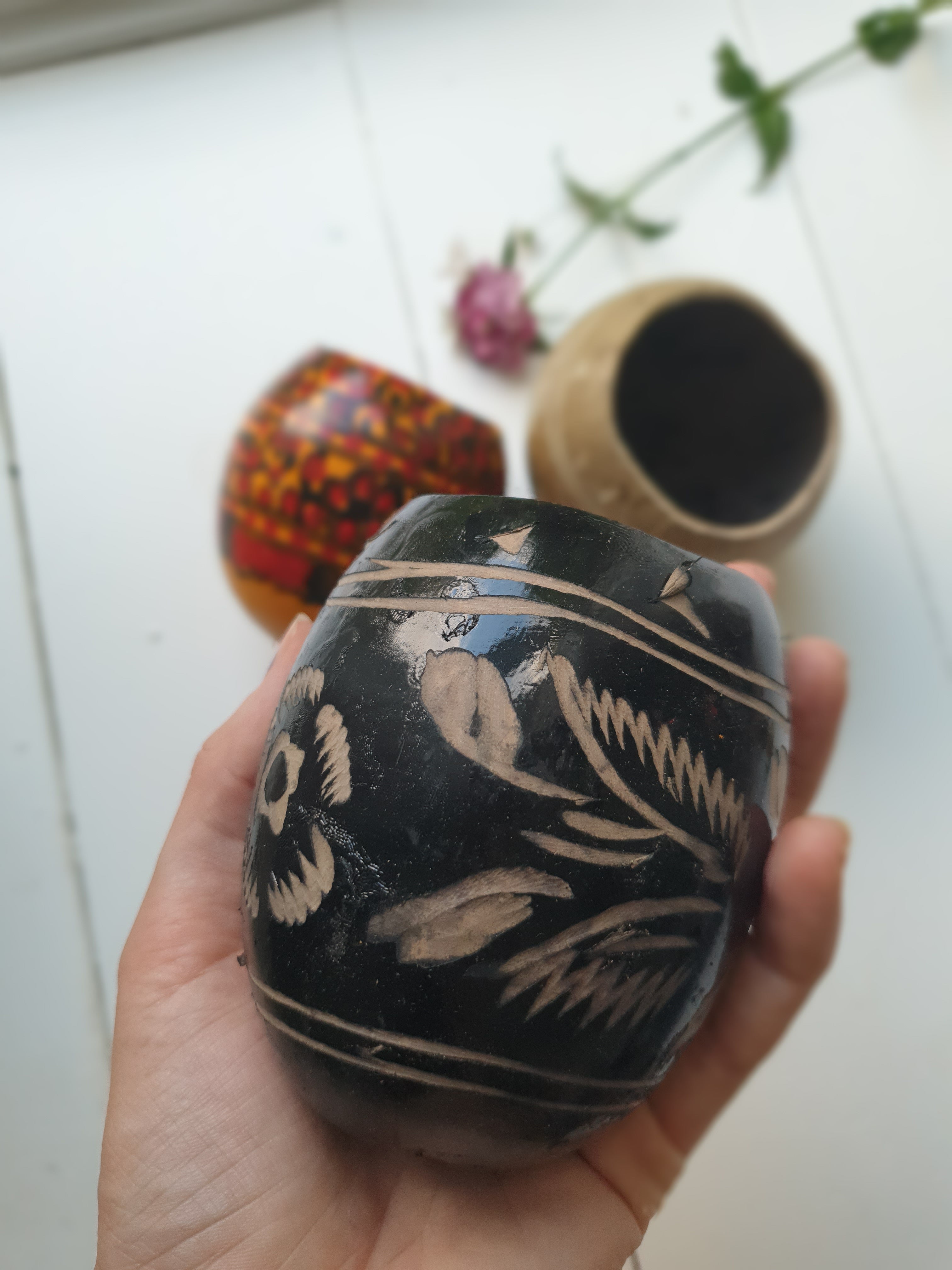 Jicaras ~ traditionelle cacao kopper fra mayafolket