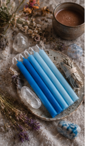 10 stk. Mayan Candles ~ lyseblå (børnenes ve & vel samt beskyttelse af familien)