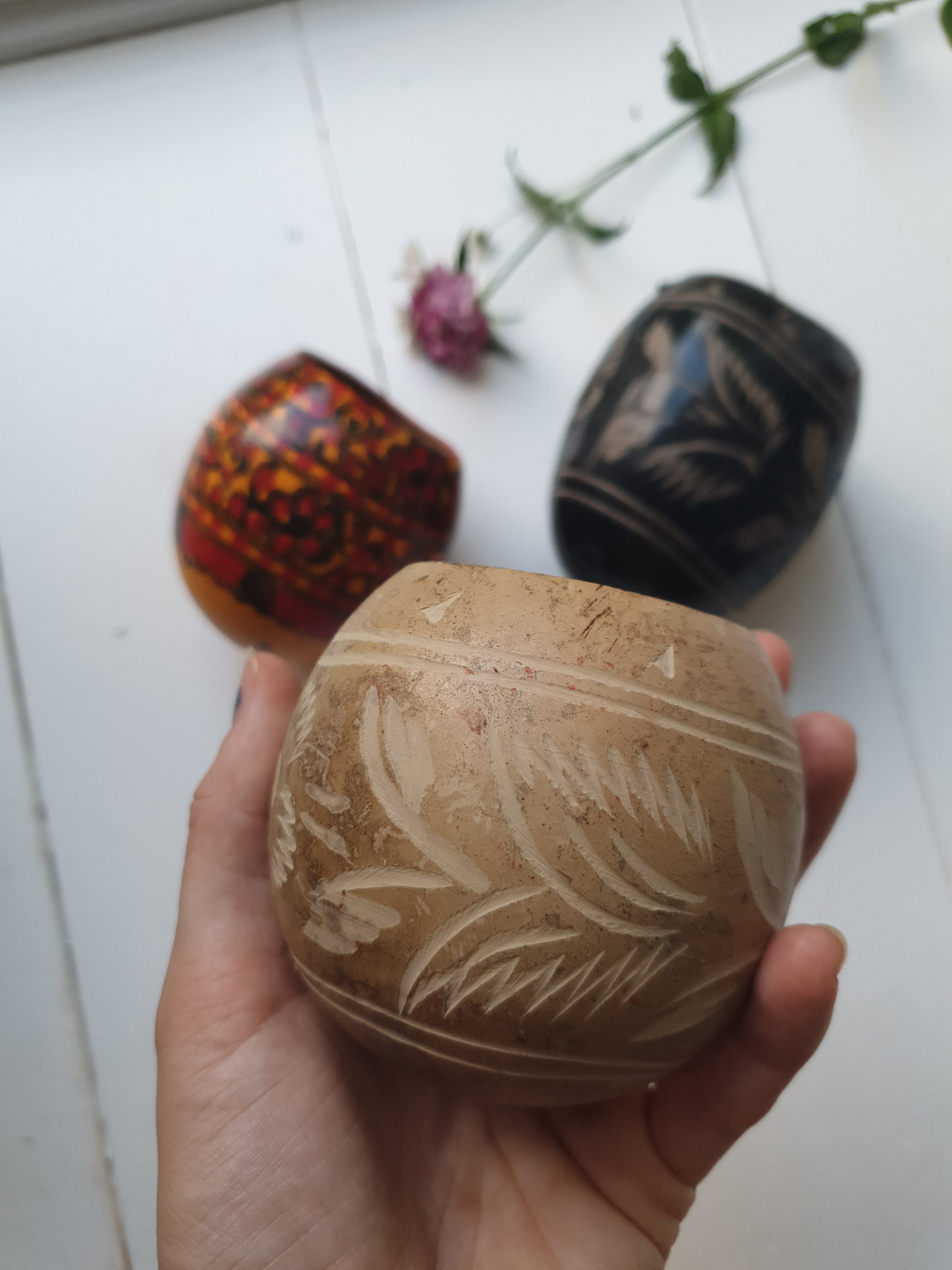 Jicaras ~ traditionelle cacao kopper fra mayafolket